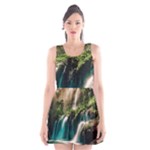 Waterfall Rocks Jungle Forest Scoop Neck Skater Dress