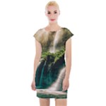 Waterfall Rocks Jungle Forest Cap Sleeve Bodycon Dress