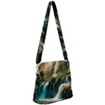 Waterfall Rocks Jungle Forest Zipper Messenger Bag