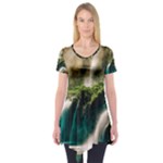 Waterfall Rocks Jungle Forest Short Sleeve Tunic 