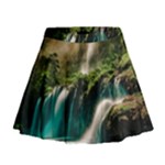 Waterfall Rocks Jungle Forest Mini Flare Skirt