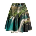 Waterfall Rocks Jungle Forest High Waist Skirt