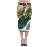 Waterfall Rocks Jungle Forest Midi Pencil Skirt