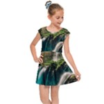 Waterfall Rocks Jungle Forest Kids  Cap Sleeve Dress