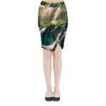 Waterfall Rocks Jungle Forest Midi Wrap Pencil Skirt