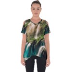 Waterfall Rocks Jungle Forest Cut Out Side Drop T-Shirt