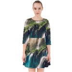 Waterfall Rocks Jungle Forest Smock Dress