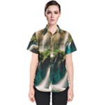 Waterfall Rocks Jungle Forest Women s Short Sleeve Shirt