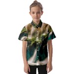 Waterfall Rocks Jungle Forest Kids  Short Sleeve Shirt