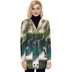 Waterfall Rocks Jungle Forest Button Up Hooded Coat 