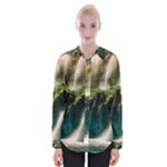 Waterfall Rocks Jungle Forest Womens Long Sleeve Shirt