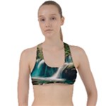 Waterfall Rocks Jungle Forest Criss Cross Racerback Sports Bra