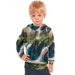 Waterfall Rocks Jungle Forest Kids  Hooded Pullover