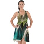 Waterfall Rocks Jungle Forest Show Some Back Chiffon Dress