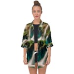 Waterfall Rocks Jungle Forest Open Front Chiffon Kimono