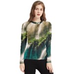 Waterfall Rocks Jungle Forest Women s Long Sleeve Rash Guard
