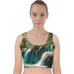 Waterfall Rocks Jungle Forest Velvet Racer Back Crop Top