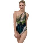 Waterfall Rocks Jungle Forest To One Side Swimsuit
