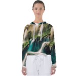 Waterfall Rocks Jungle Forest Women s Slouchy Sweat
