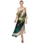 Waterfall Rocks Jungle Forest Maxi Chiffon Cover Up Dress