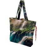 Waterfall Rocks Jungle Forest Drawstring Tote Bag