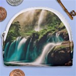Waterfall Rocks Jungle Forest Horseshoe Style Canvas Pouch