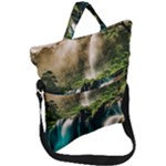 Waterfall Rocks Jungle Forest Fold Over Handle Tote Bag