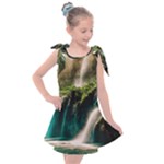 Waterfall Rocks Jungle Forest Kids  Tie Up Tunic Dress