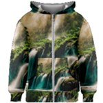 Waterfall Rocks Jungle Forest Kids  Zipper Hoodie Without Drawstring