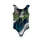 Waterfall Rocks Jungle Forest Kids  Frill Swimsuit