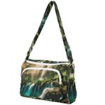 Waterfall Rocks Jungle Forest Front Pocket Crossbody Bag
