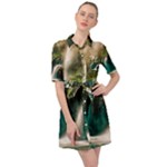 Waterfall Rocks Jungle Forest Belted Shirt Dress