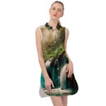 Waterfall Rocks Jungle Forest Sleeveless Shirt Dress