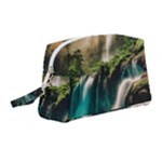 Waterfall Rocks Jungle Forest Wristlet Pouch Bag (Medium)