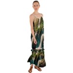 Waterfall Rocks Jungle Forest Cami Maxi Ruffle Chiffon Dress