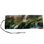 Waterfall Rocks Jungle Forest Roll Up Canvas Pencil Holder (S)