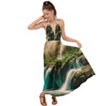 Waterfall Rocks Jungle Forest Backless Maxi Beach Dress
