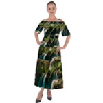Waterfall Rocks Jungle Forest Shoulder Straps Boho Maxi Dress 