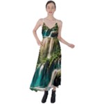 Waterfall Rocks Jungle Forest Tie Back Maxi Dress
