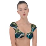 Waterfall Rocks Jungle Forest Cap Sleeve Ring Bikini Top