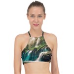Waterfall Rocks Jungle Forest Halter Bikini Top