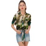 Waterfall Rocks Jungle Forest Tie Front Shirt 