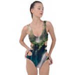 Waterfall Rocks Jungle Forest Side Cut Out Swimsuit