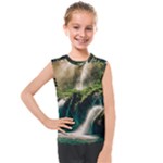 Waterfall Rocks Jungle Forest Kids  Mesh Tank Top