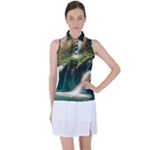 Waterfall Rocks Jungle Forest Women s Sleeveless Polo T-Shirt