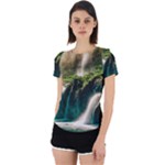 Waterfall Rocks Jungle Forest Back Cut Out Sport T-Shirt