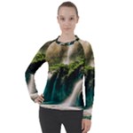 Waterfall Rocks Jungle Forest Women s Pique Long Sleeve T-Shirt
