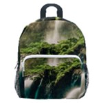 Waterfall Rocks Jungle Forest Kids  Age 5-10 Lightweight School Backpack with Side Pockets