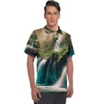 Waterfall Rocks Jungle Forest Men s Polo T-Shirt