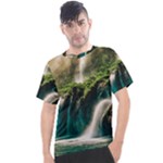 Waterfall Rocks Jungle Forest Men s Sport Top